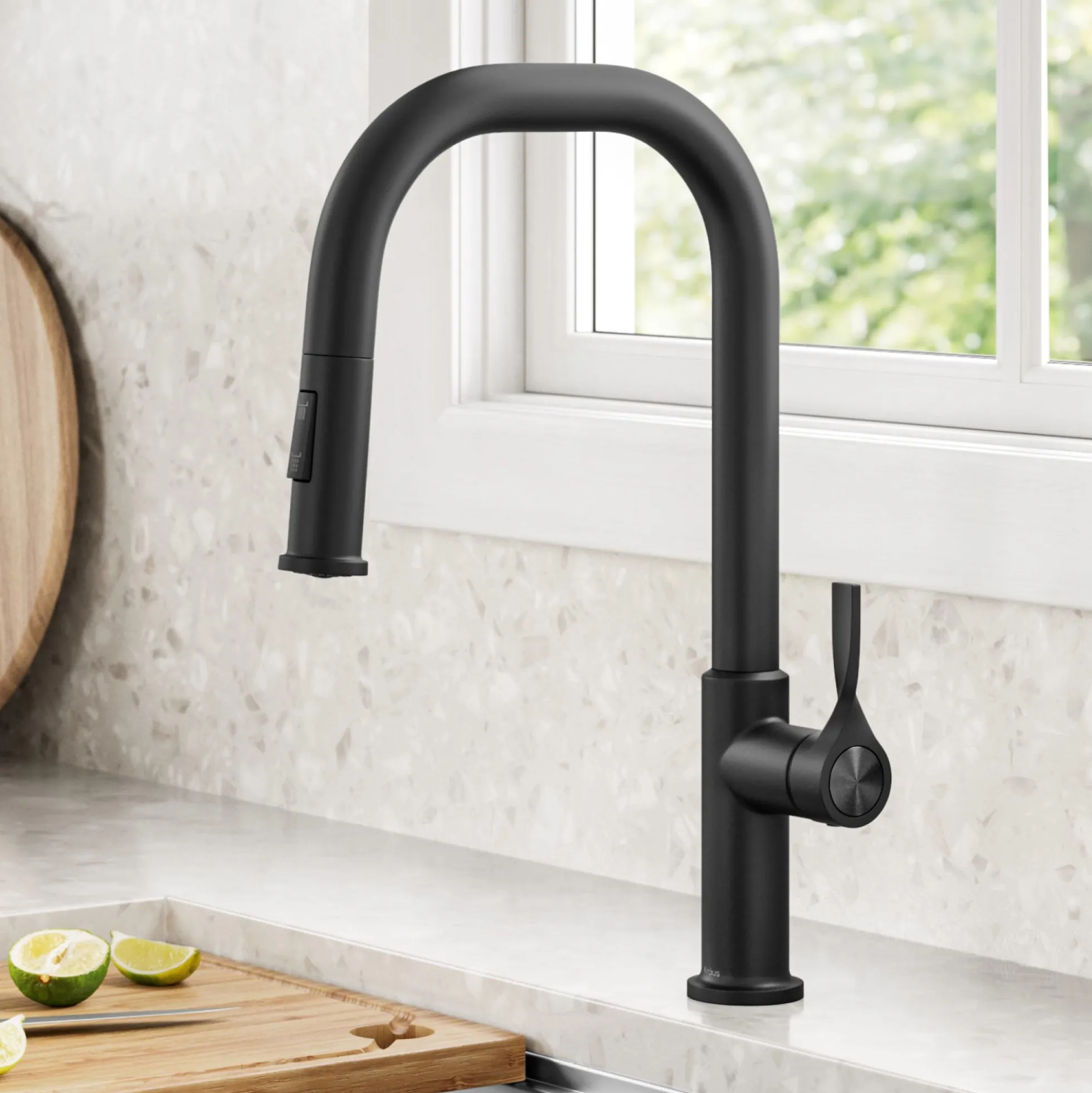 2-Function Single Handle Pull Down Kitchen Faucet in Matte Black