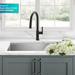 2-Function Single Handle Pull Down Kitchen Faucet in Spot-Free Brushed Brass