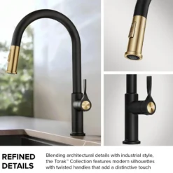 2-Function Single Handle Pull Down Kitchen Faucet in Spot-Free Brushed Brass