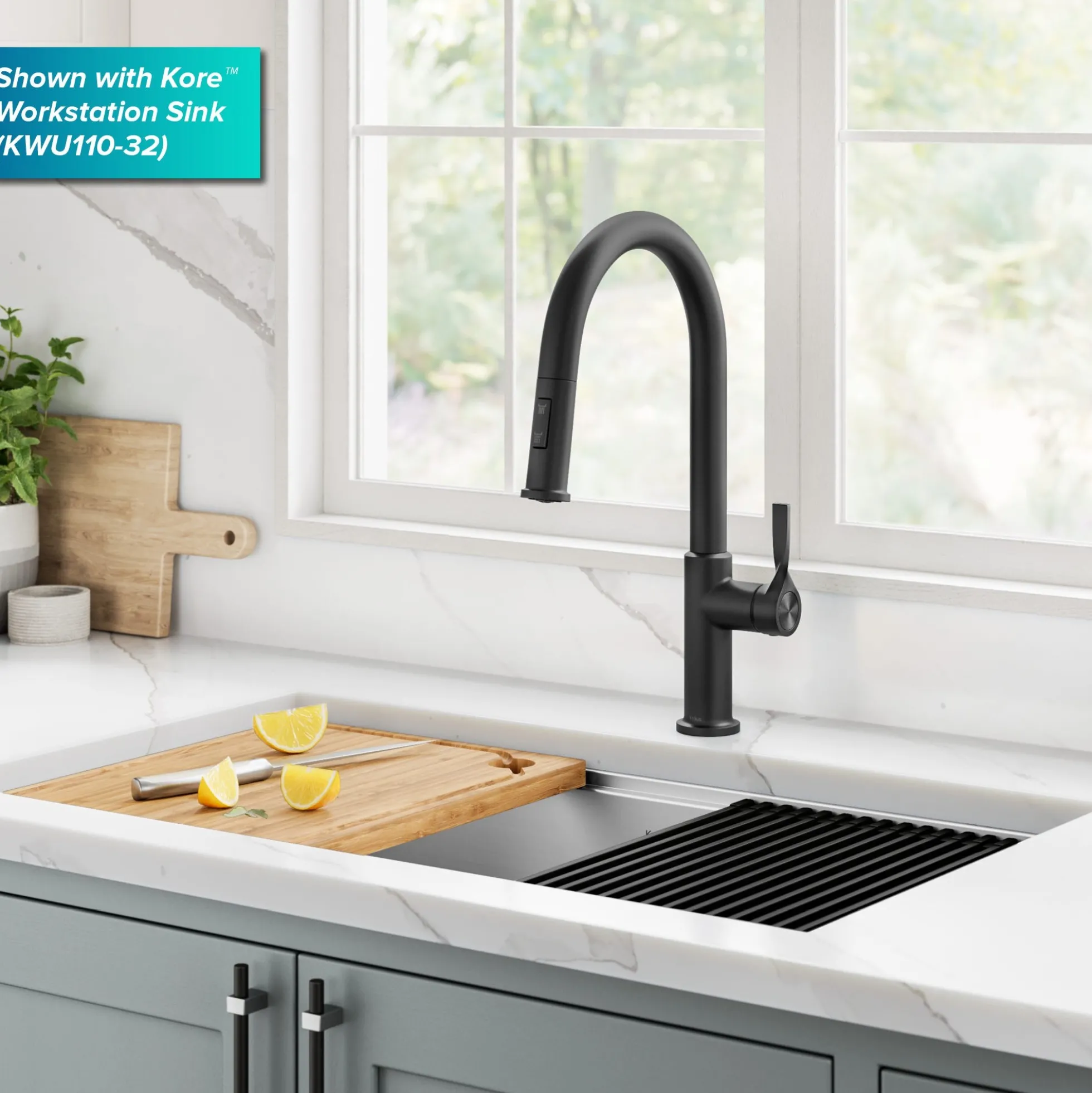 2-Function Single Handle Pull Down Kitchen Faucet in Matte Black