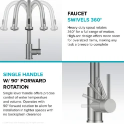 2-Function Single Handle Pull Down Kitchen Faucet in Spot-Free Stainless Steel