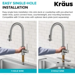 2-Function Single Handle Pull Down Kitchen Faucet in Matte Black