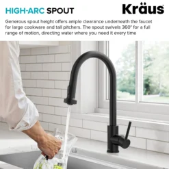 2-Function Single Handle Pull Down Kitchen Faucet in Matte Black