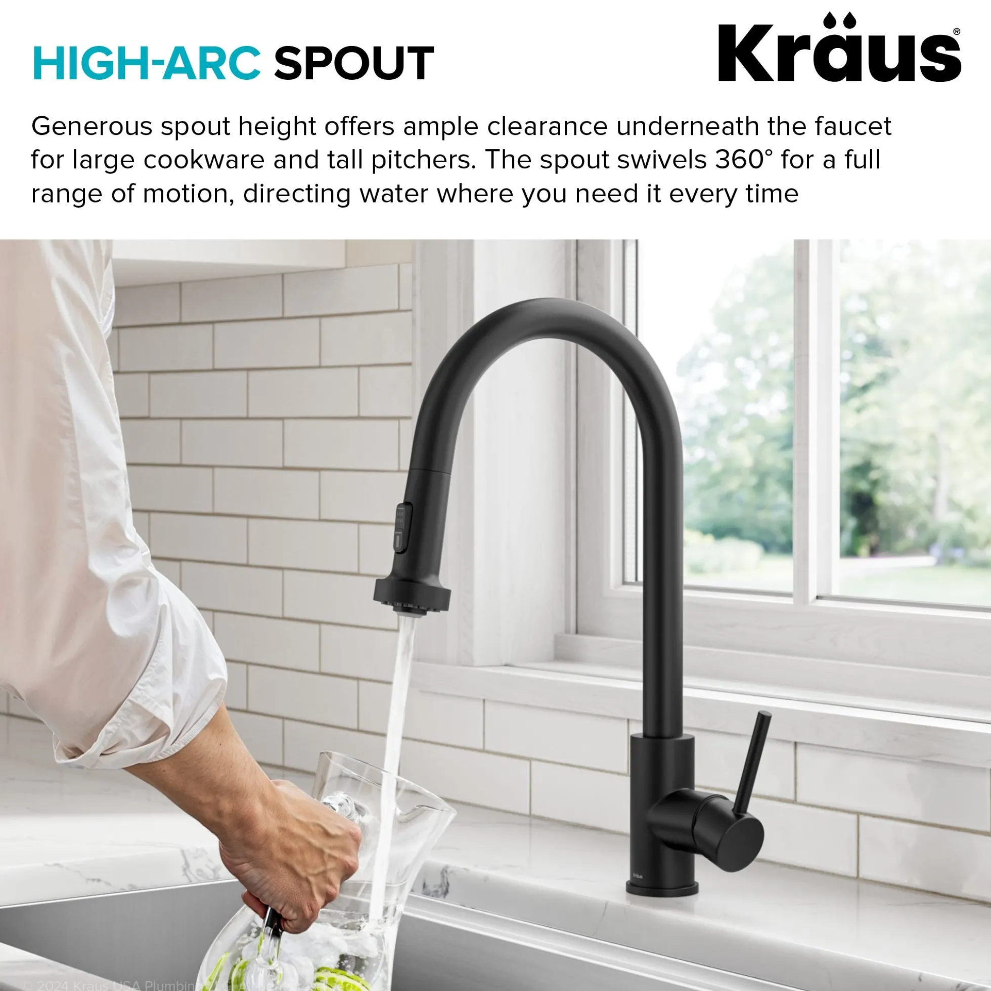 2-Function Single Handle Pull Down Kitchen Faucet in Matte Black