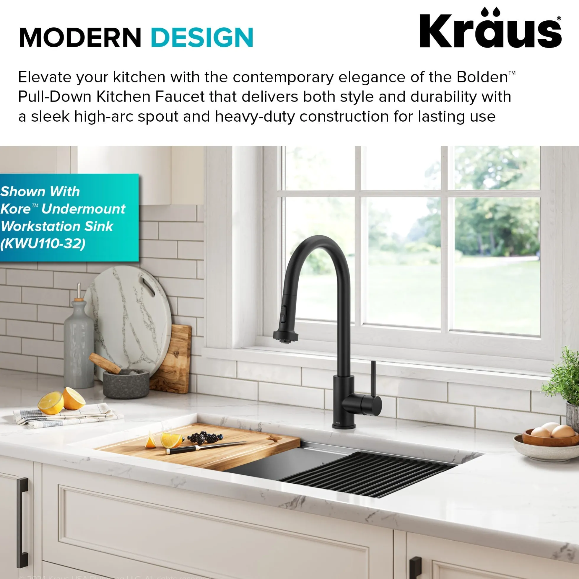 2-Function Single Handle Pull Down Kitchen Faucet in Matte Black