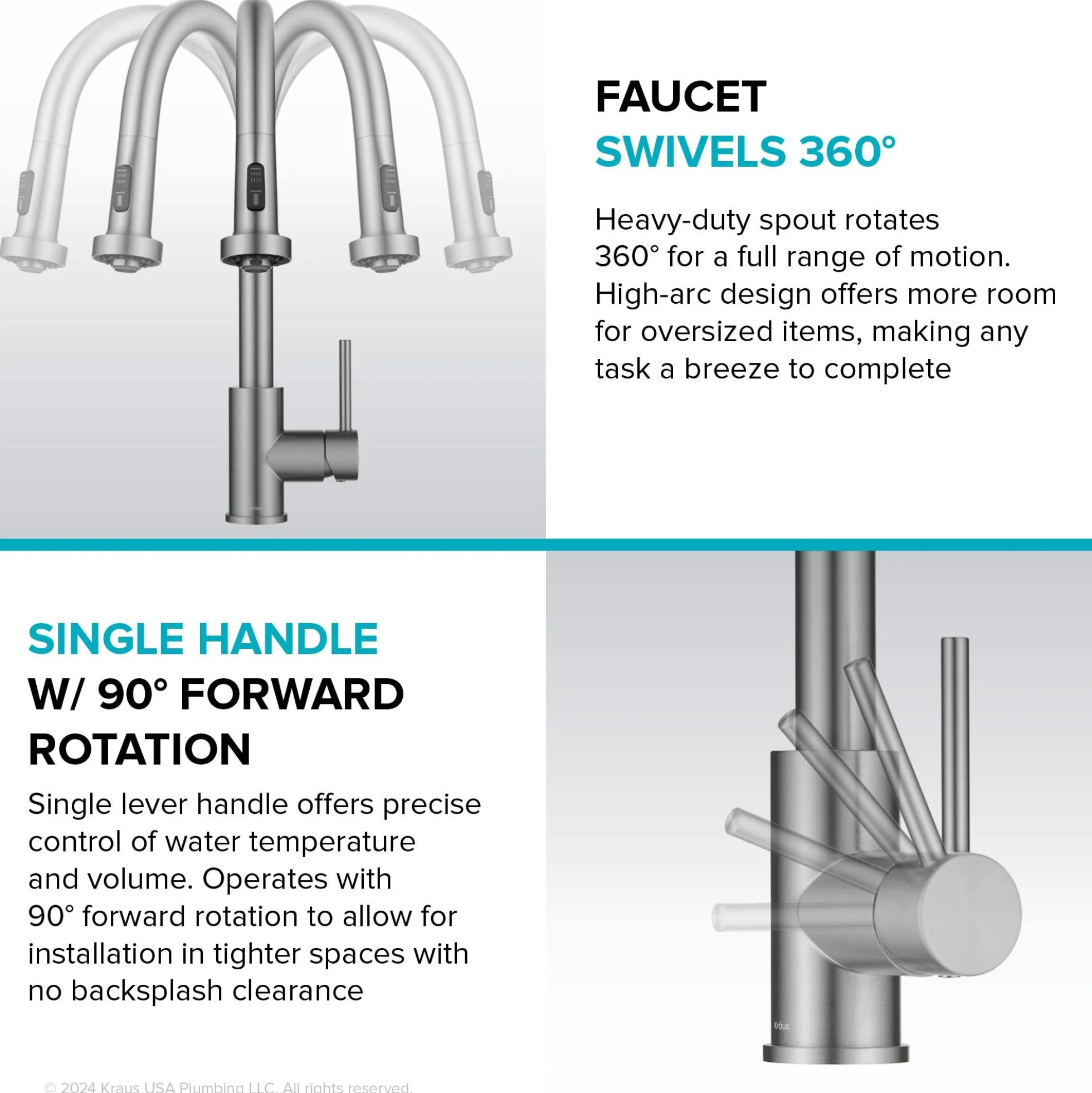 2-Function Single Handle Pull Down Kitchen Faucet in Matte Black
