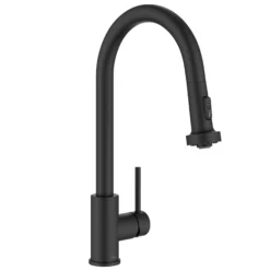 2-Function Single Handle Pull Down Kitchen Faucet in Matte Black