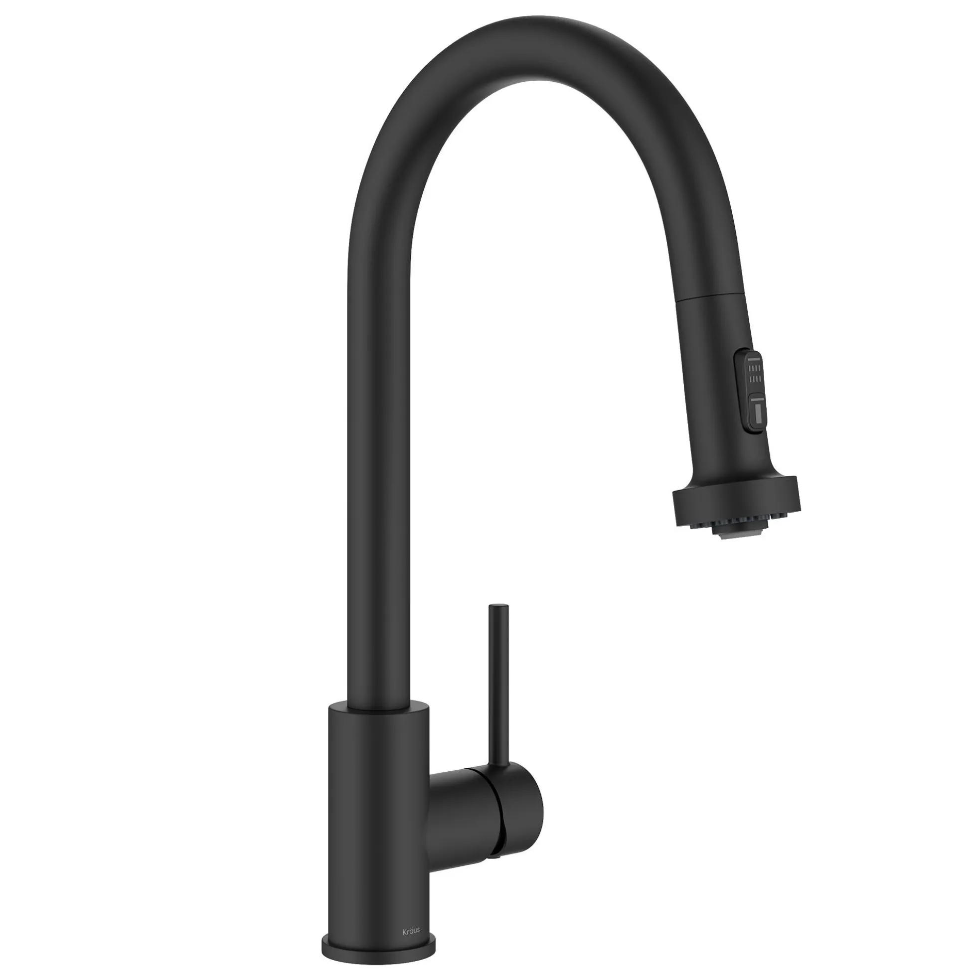 2-Function Single Handle Pull Down Kitchen Faucet in Matte Black