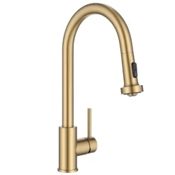 2-Function Single Handle Pull Down Kitchen Faucet in Spot-Free Brushed Brass