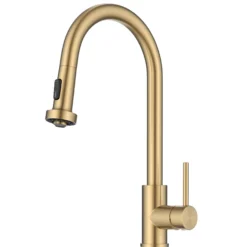 2-Function Single Handle Pull Down Kitchen Faucet in Spot-Free Brushed Brass