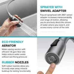 2-Function Single Handle Pull Down Kitchen Faucet in Spot-Free Stainless Steel