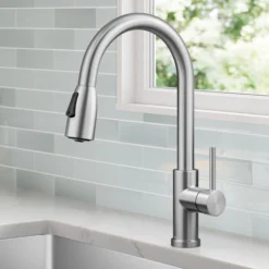 2-Function Single Handle Pull Down Kitchen Faucet in Spot-Free Stainless Steel