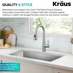 2-Function Single Handle Pull Down Kitchen Faucet in Spot-Free Stainless Steel
