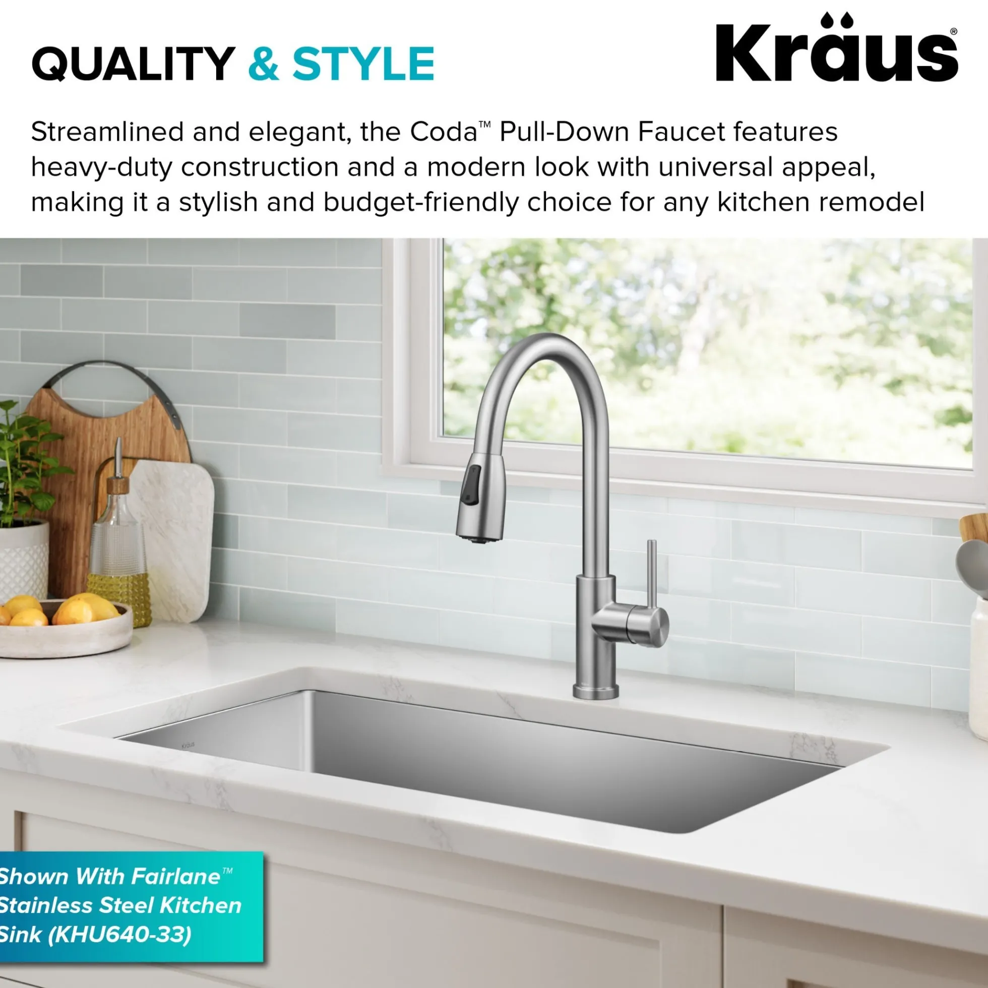 2-Function Single Handle Pull Down Kitchen Faucet in Spot-Free Stainless Steel