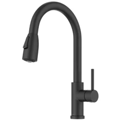 2-Function Single Handle Pull Down Kitchen Faucet in Matte Black