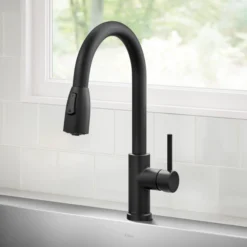 2-Function Single Handle Pull Down Kitchen Faucet in Matte Black