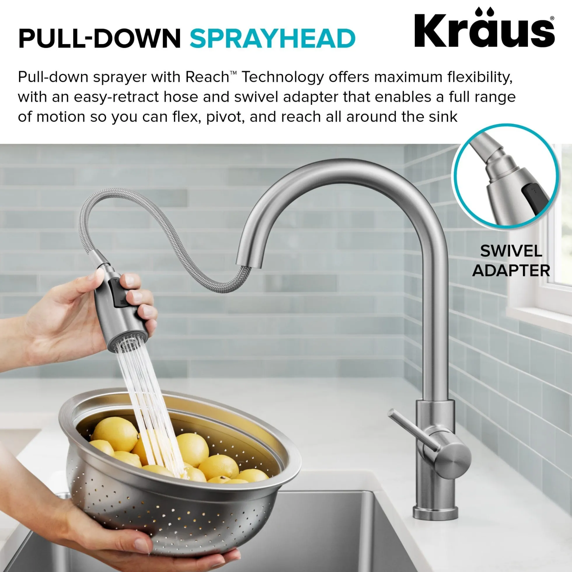 2-Function Single Handle Pull Down Kitchen Faucet in Matte Black
