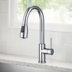 2-Function Single Handle Pull Down Kitchen Faucet in Chrome
