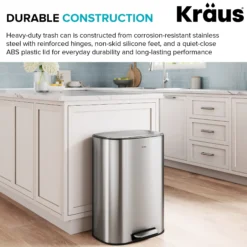 13.2 Gallon / 50 Liter Step Pedal Kitchen Trash Can in Spot-Free Stainless Steel with Removable Inner Bucket and Soft Close Lid