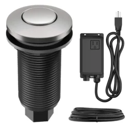 Garbage Disposal Air Switch Kitin Spot-Free Stainless Steel with Push Button, AC Adapter, Power Cord, and Air Tube Included