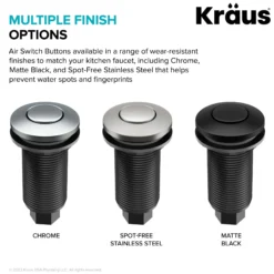Garbage Disposal Air Switch Kitin Chrome with Push Button, AC Adapter, Power Cord, and Air Tube Included