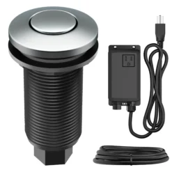 Garbage Disposal Air Switch Kitin Chrome with Push Button, AC Adapter, Power Cord, and Air Tube Included