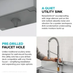 19” 18-Gauge Stainless Steel Single Bowl Freestanding Commercial Style Laundry Utility Sink