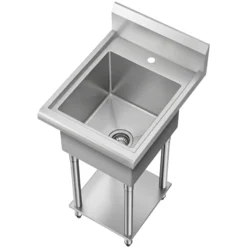 19” 18-Gauge Stainless Steel Single Bowl Freestanding Commercial Style Laundry Utility Sink