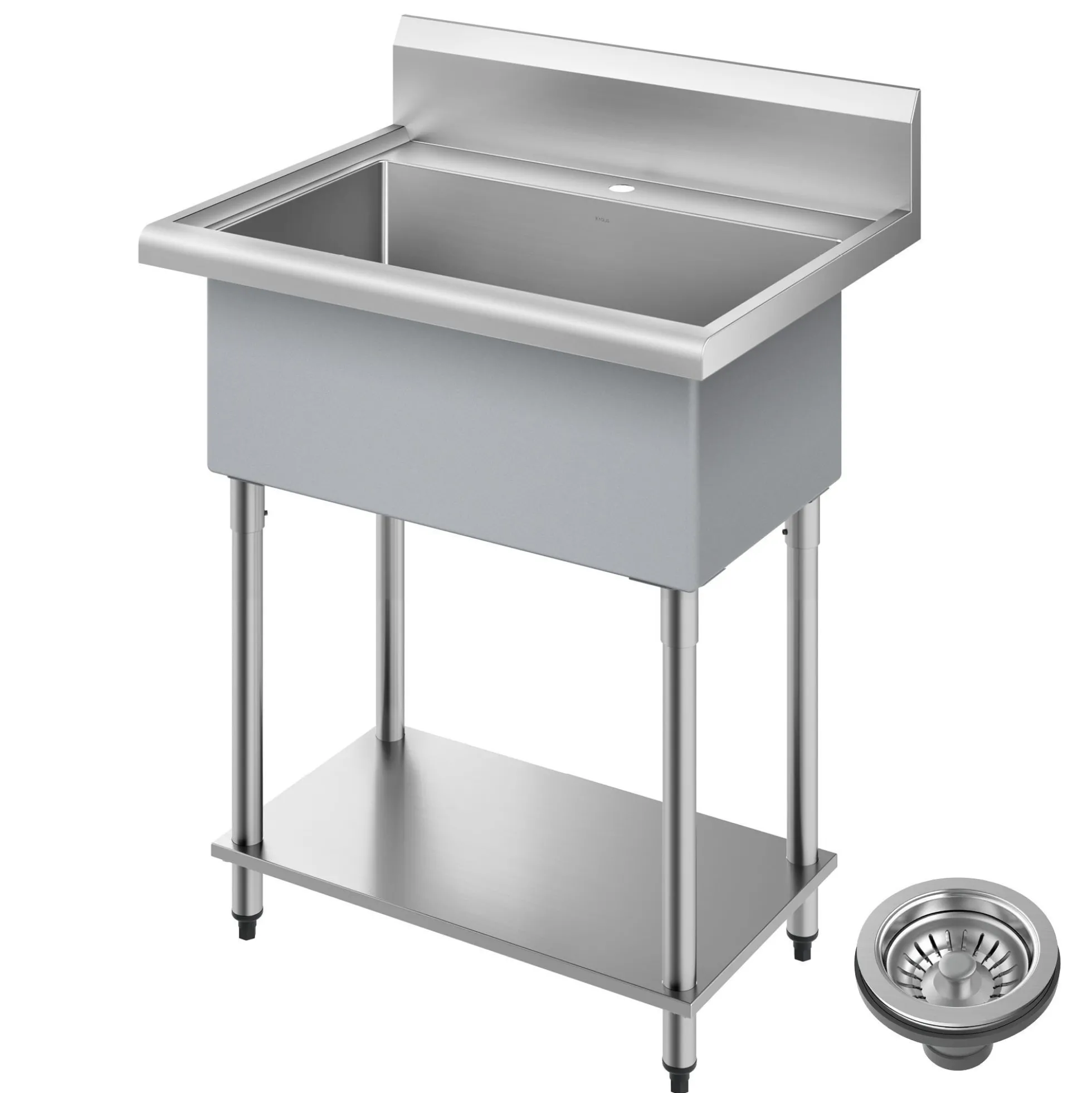 32” 18-Gauge Stainless Steel Single Bowl Freestanding Commercial Style Laundry Utility Sink