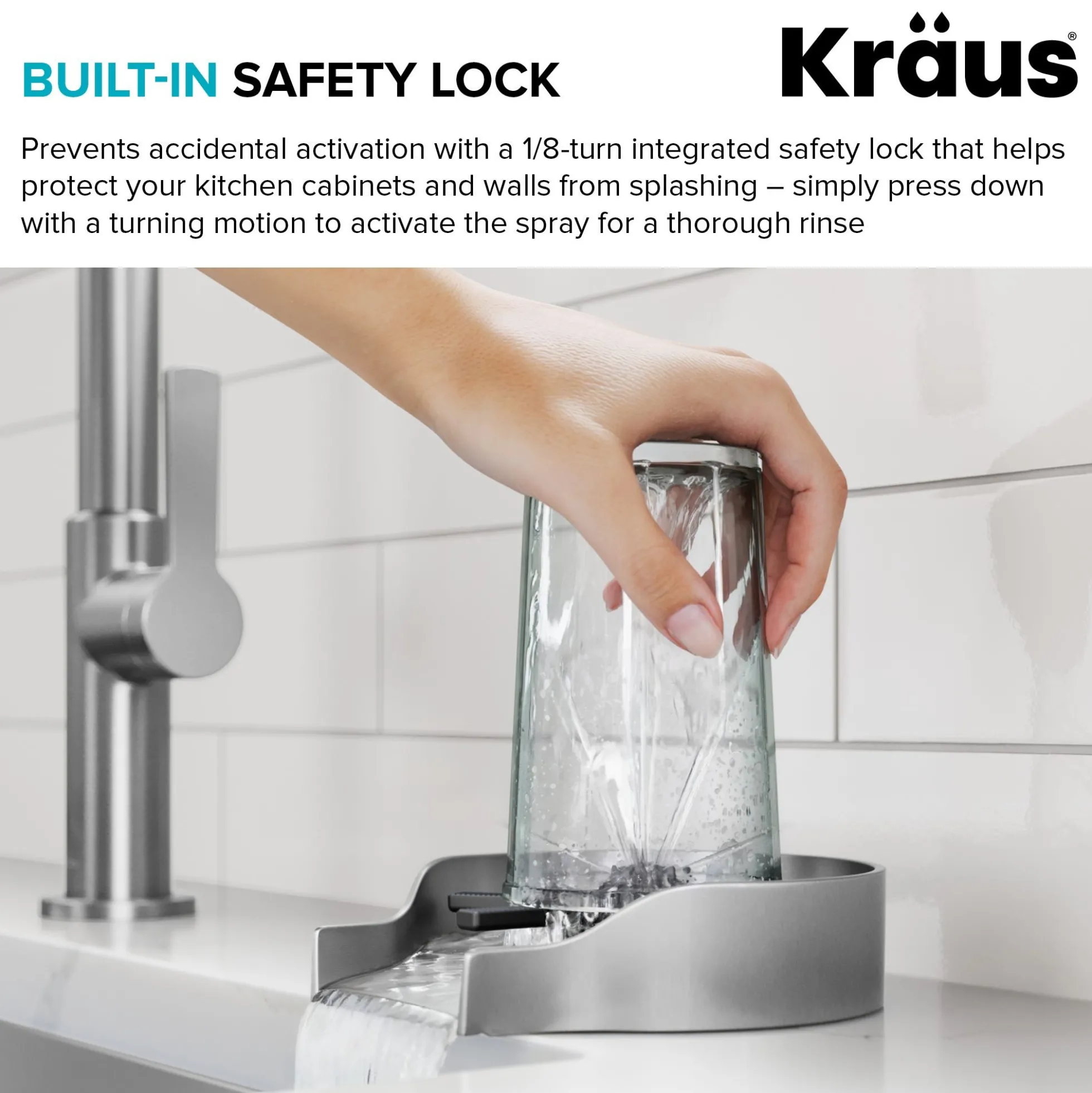 Glass Rinser for Kitchen Sink in Spot-Free Stainless Steel