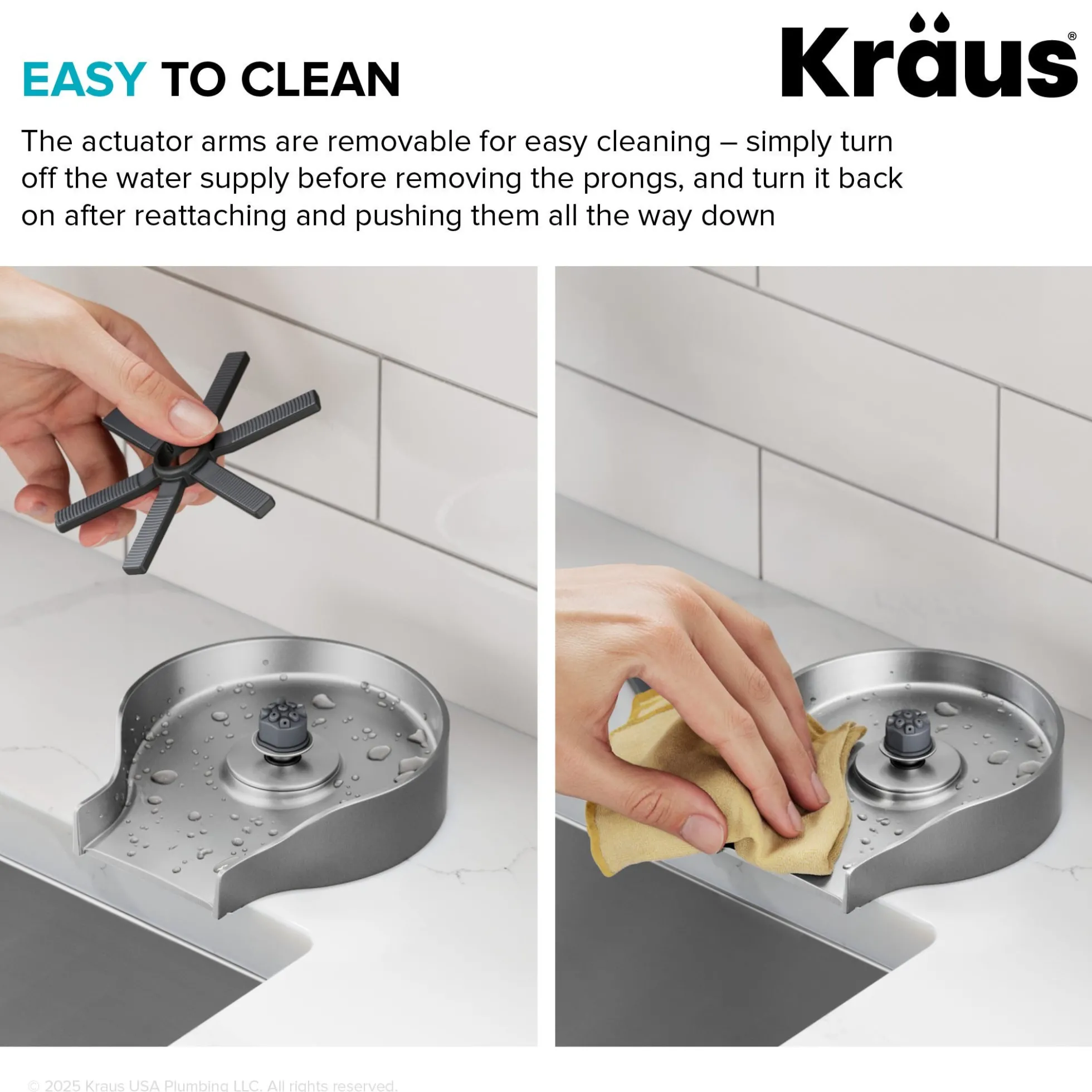 Glass Rinser for Kitchen Sink in Spot-Free Stainless Steel