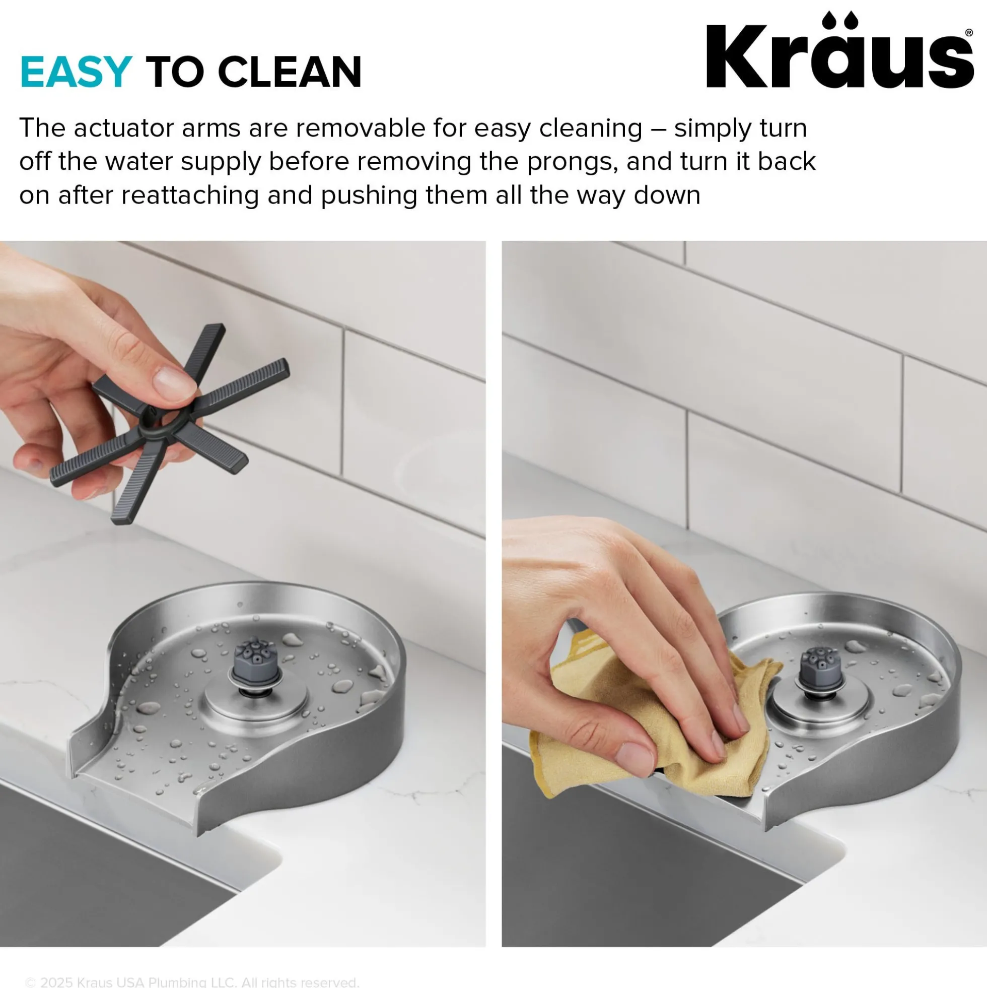 Glass Rinser for Kitchen Sink in Spot-Free Brushed Brass