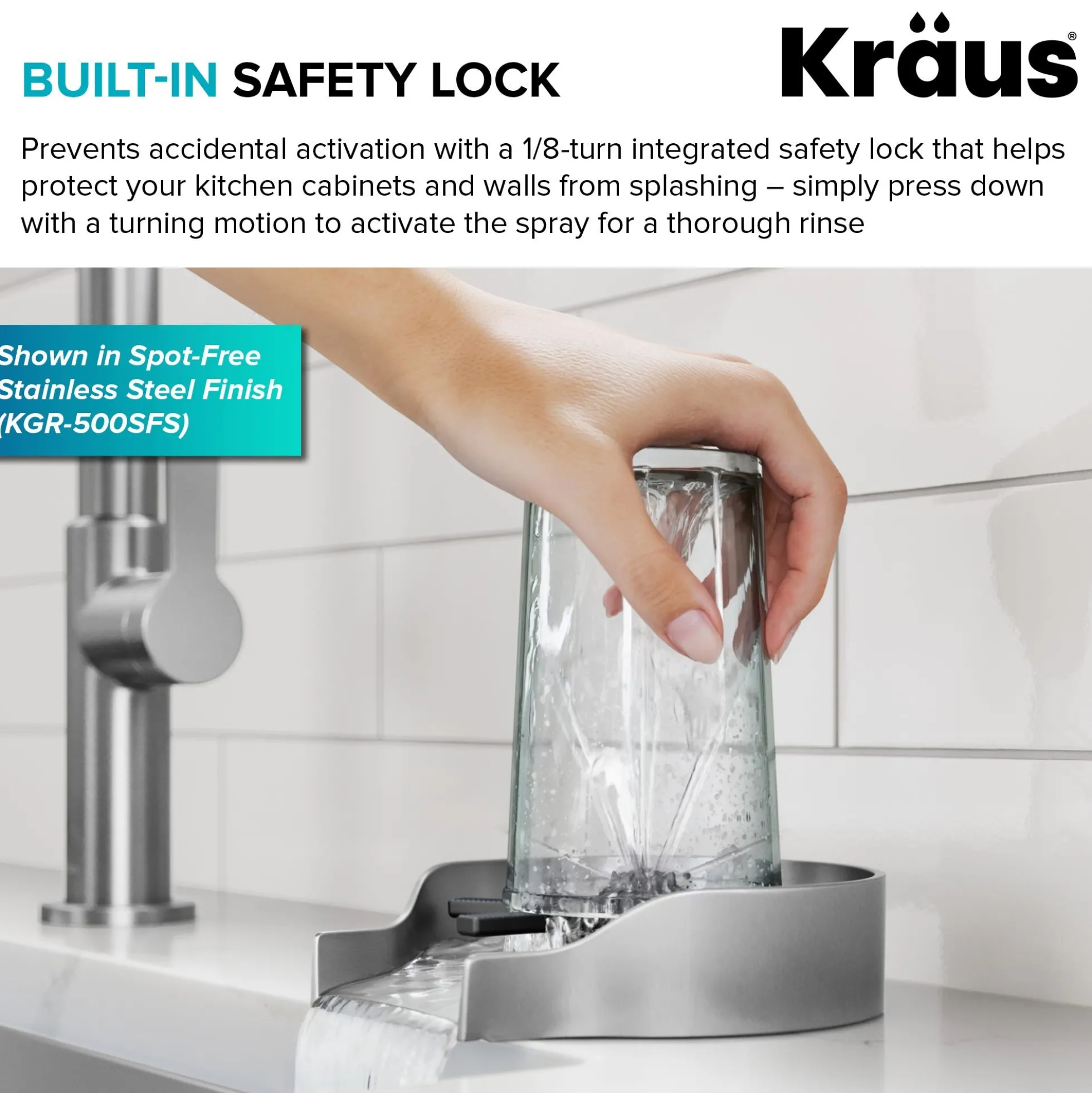 Glass Rinser for Kitchen Sink in Spot-Free Brushed Brass
