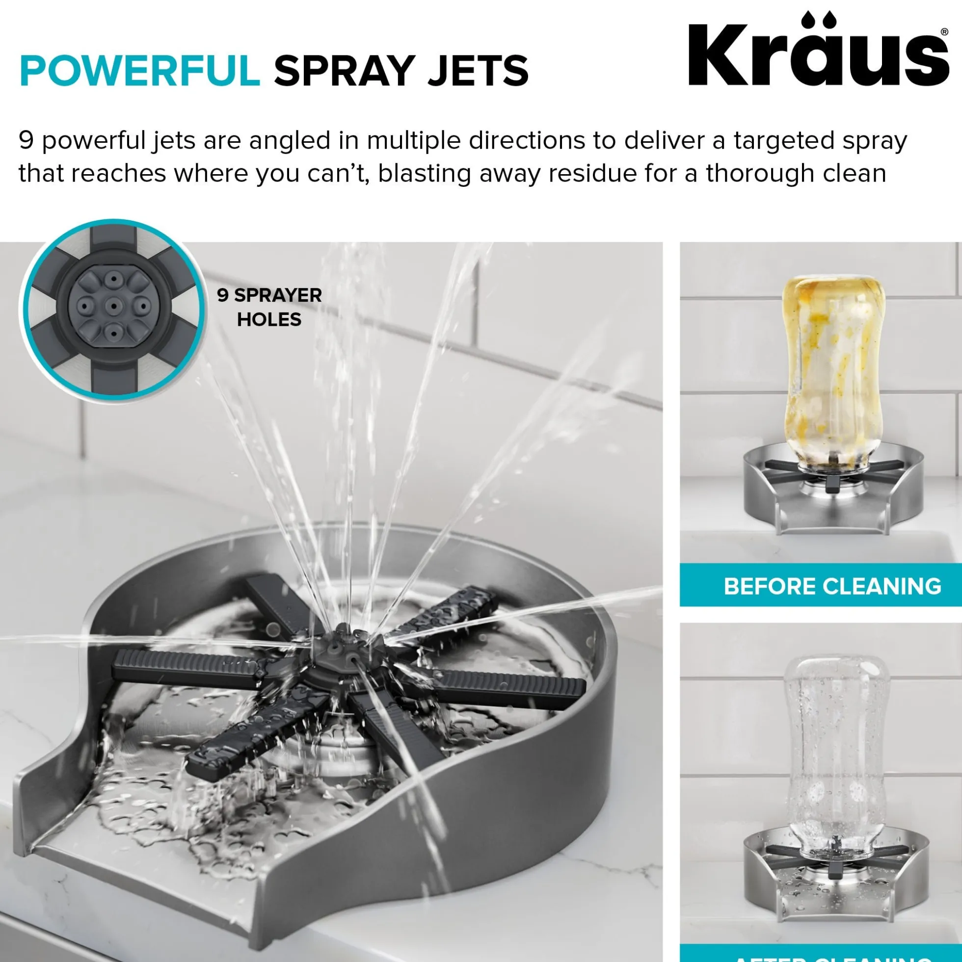 Glass Rinser for Kitchen Sink in Spot-Free Brushed Brass