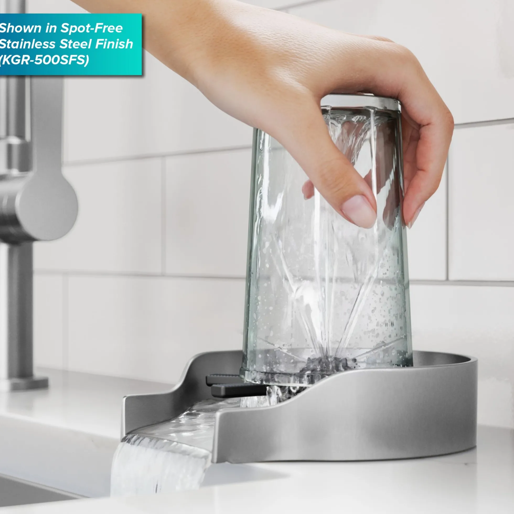 Glass Rinser for Kitchen Sink in Spot-Free Brushed Brass