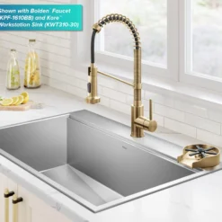 Glass Rinser for Kitchen Sink in Spot-Free Brushed Brass