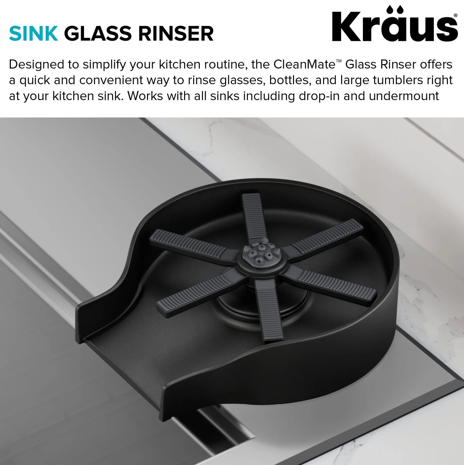 Glass Rinser for Kitchen Sink in Matte Black