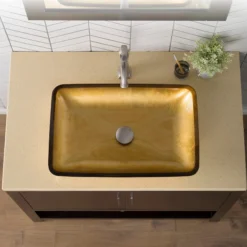 Gold Rectangular Glass Vessel 22