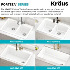 33” Granite Drop In / Undermount 50/50 Double Bowl White Kitchen Sink