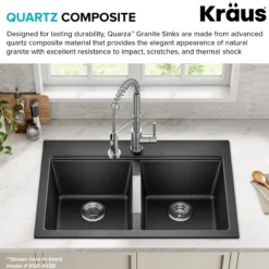 33” Granite Drop In / Undermount 50/50 Double Bowl White Kitchen Sink