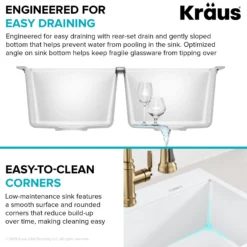 33” Granite Drop In / Undermount 50/50 Double Bowl White Kitchen Sink