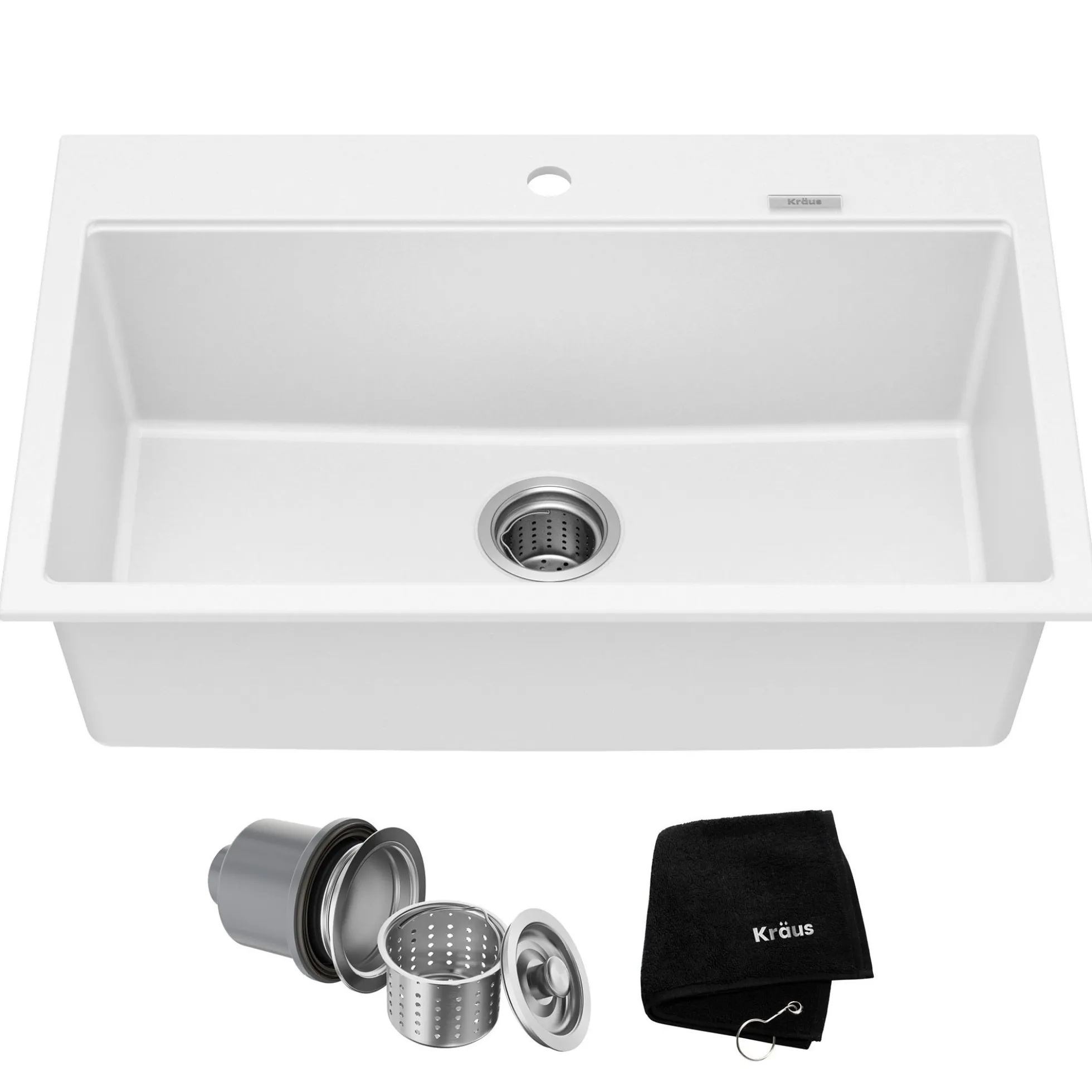 31” Granite Drop In / Undermount Single Bowl White Kitchen Sink