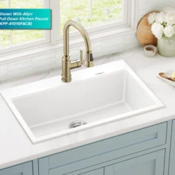 31” Granite Drop In / Undermount Single Bowl White Kitchen Sink