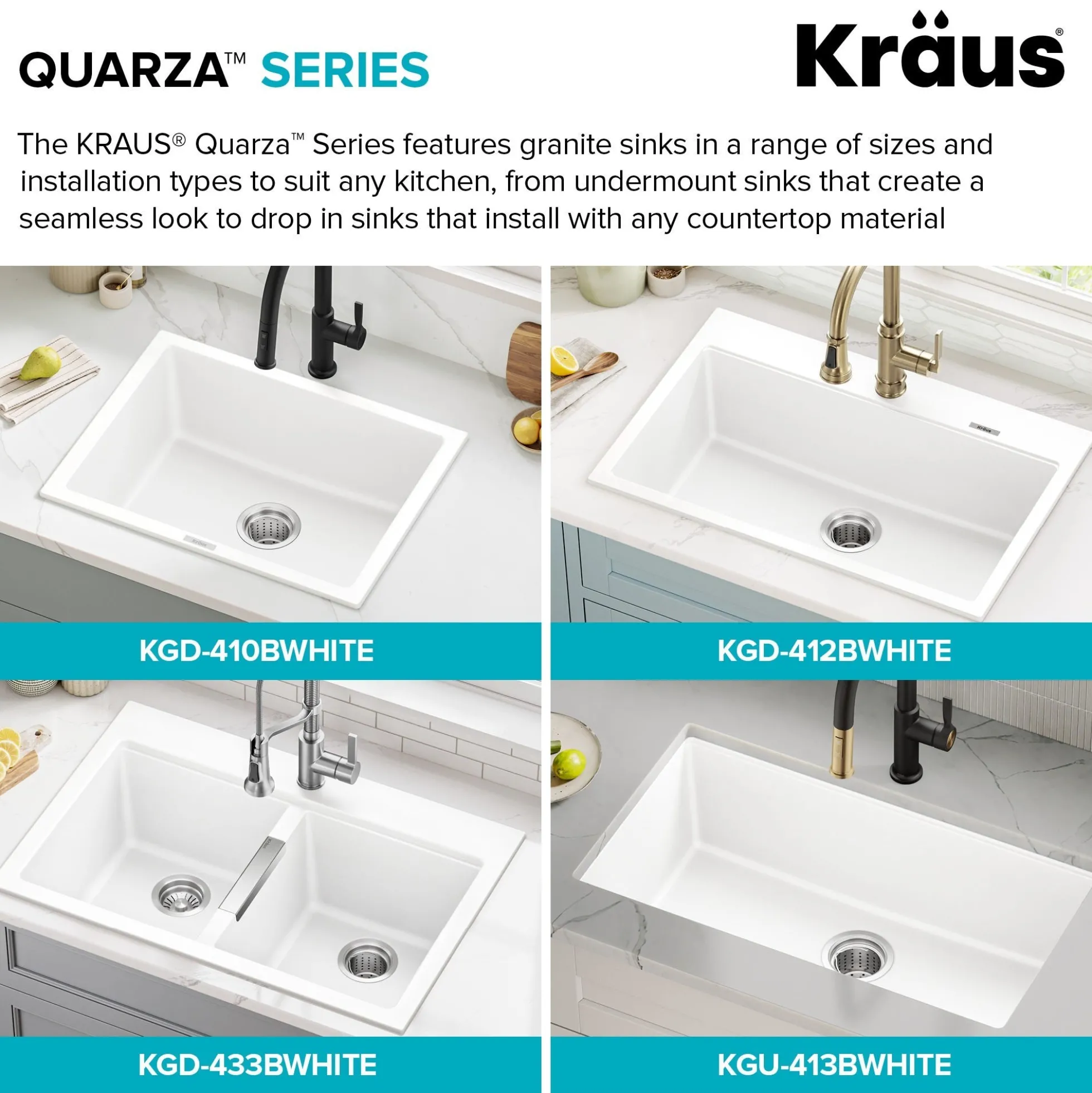 31” Granite Drop In / Undermount Single Bowl White Kitchen Sink