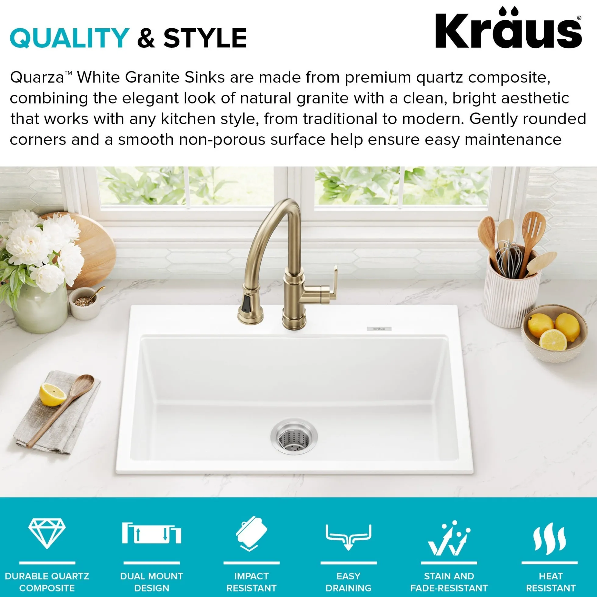 31” Granite Drop In / Undermount Single Bowl White Kitchen Sink