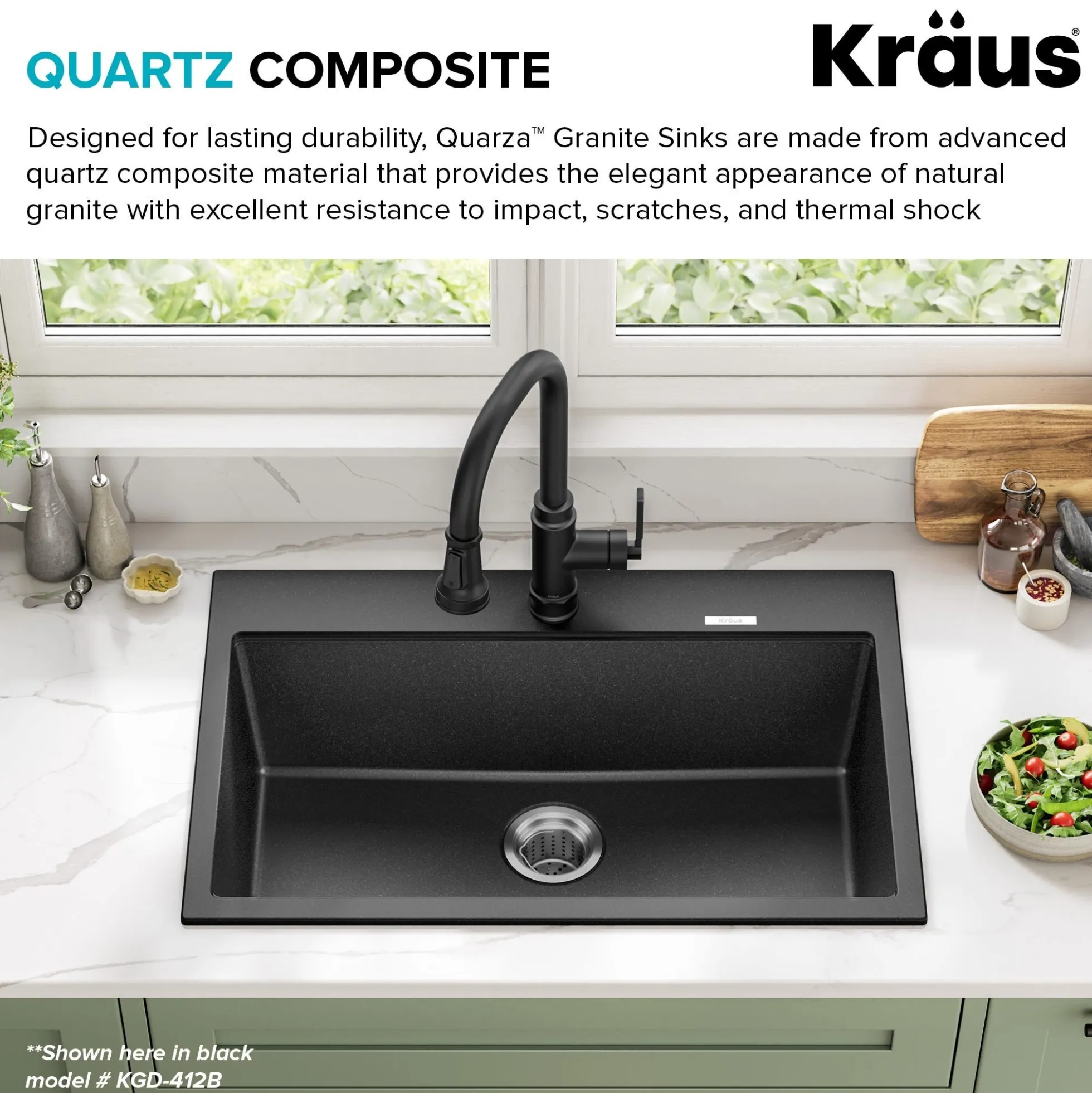 31” Granite Drop In / Undermount Single Bowl White Kitchen Sink
