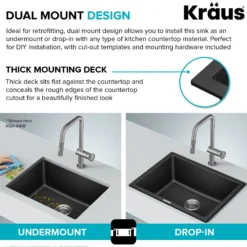 24” Granite Drop In / Undermount Single Bowl White Kitchen Sink