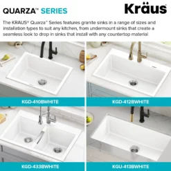 31” Granite Undermount Single Bowl White Kitchen Sink