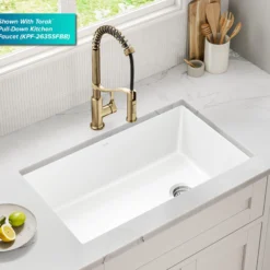 32” Granite Undermount Single Bowl White Kitchen Sink