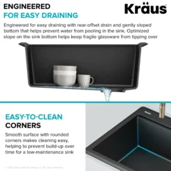 28” Granite Workstation Drop In Top Mount Single Bowl Kitchen Sink in Metallic Grey with Accessories